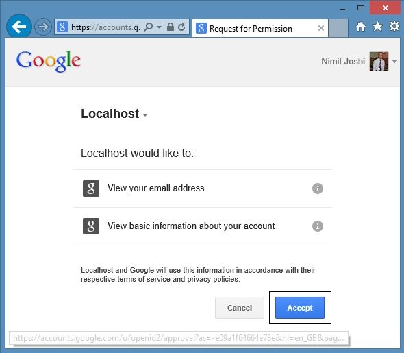 Localhost Authentication in Google